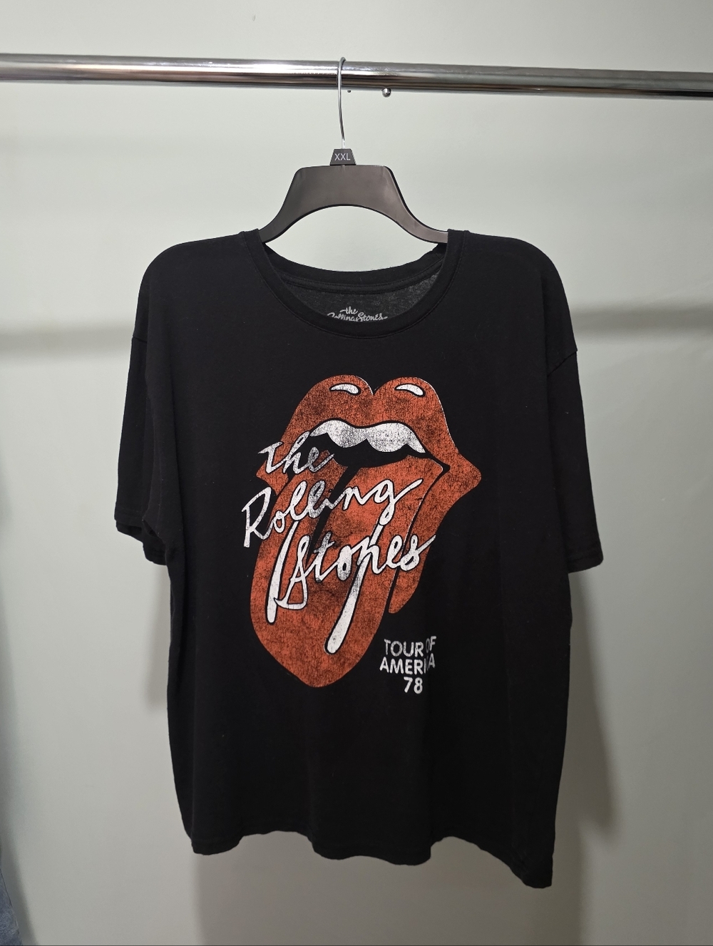 The Rolling Stones Black Tour Tee with Red Tongue Graphic